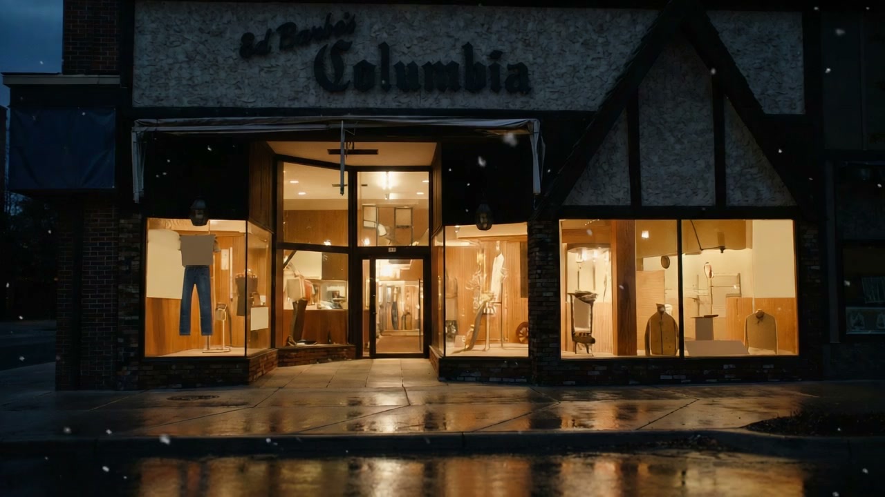 The Columbia of Duluth storefront at dusk, 303 W Superior Street